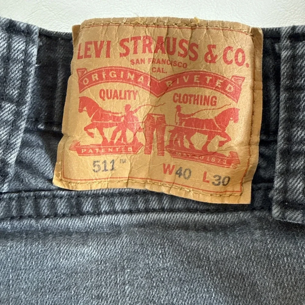 Levis 511 Jeans Mens 40x30** Black Charcoal Slim Straight Stretch Denim Pants